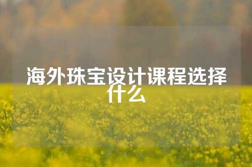 海外珠宝设计课程选择什么
