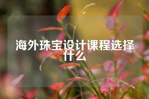 海外珠宝设计课程选择什么