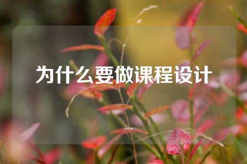 为什么要做课程设计
