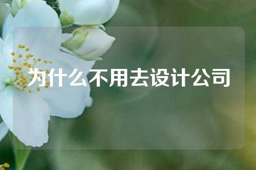 为什么不用去设计公司