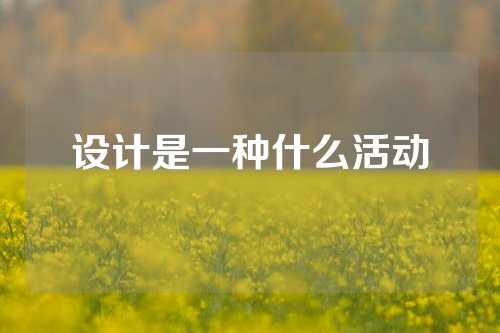 设计是一种什么活动
