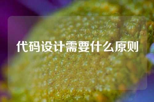 代码设计需要什么原则