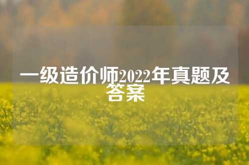 一级造价师2022年真题及答案