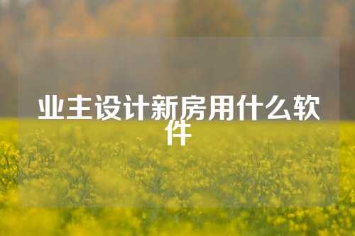 业主设计新房用什么软件