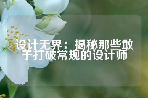 设计无界：揭秘那些敢于打破常规的设计师