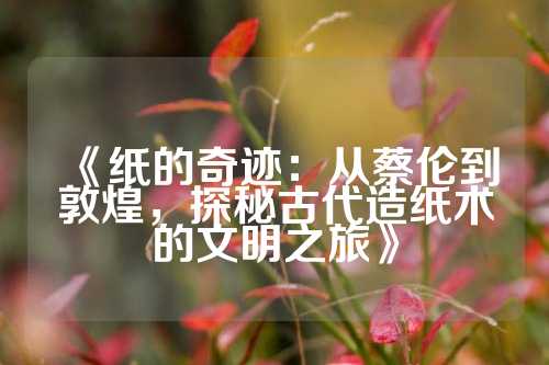 《纸的奇迹：从蔡伦到敦煌，探秘古代造纸术的文明之旅》
