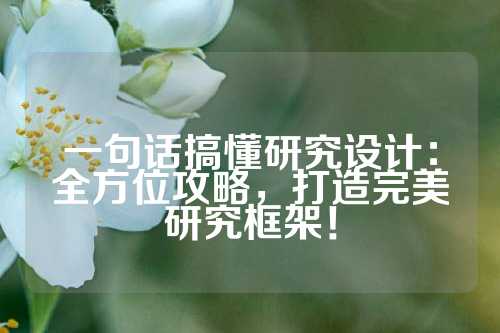 一句话搞懂研究设计：全方位攻略，打造完美研究框架！