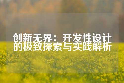 创新无界：开发性设计的极致探索与实践解析