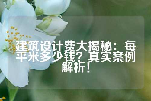 建筑设计费大揭秘：每平米多少钱？真实案例解析！