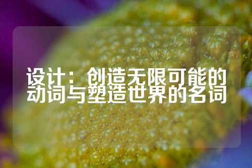 设计：创造无限可能的动词与塑造世界的名词