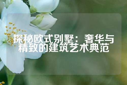 探秘欧式别墅：奢华与精致的建筑艺术典范