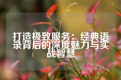 打造极致服务：经典语录背后的深度魅力与实战智慧