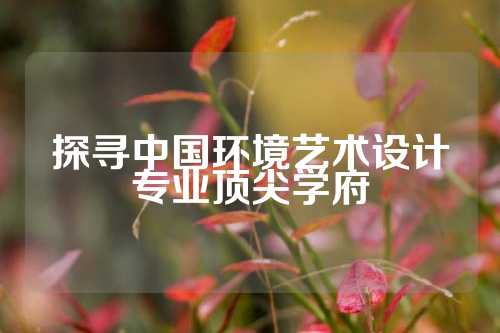探寻中国环境艺术设计专业顶尖学府