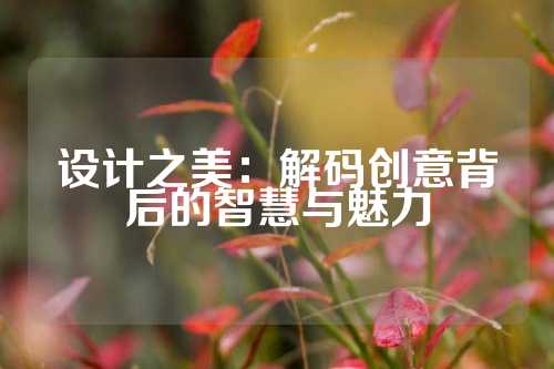 设计之美：解码创意背后的智慧与魅力