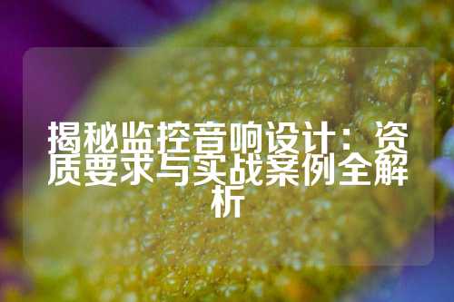 揭秘监控音响设计：资质要求与实战案例全解析