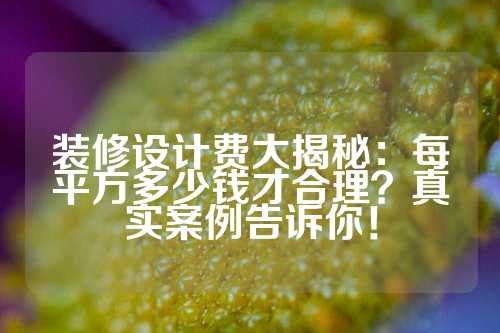装修设计费大揭秘：每平方多少钱才合理？真实案例告诉你！