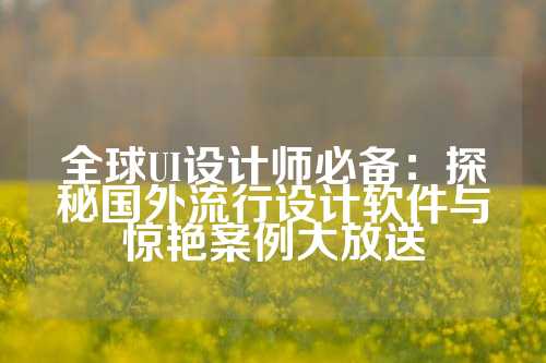 全球UI设计师必备:探秘国外流行设计软件与惊艳案例大放送