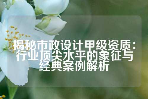 揭秘市政设计甲级资质：行业顶尖水平的象征与经典案例解析