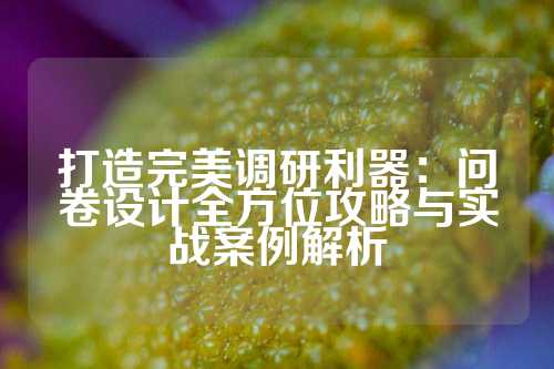 打造完美调研利器：问卷设计全方位攻略与实战案例解析